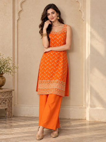 Varanga Women Ethnic Motifs Embroidered Regular Thread Work Kurta with Palazzos & With Dupatta