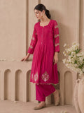 The Fuchsia Blossom Pin-Tuck Festival Women'S Kurta Suit