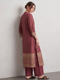 The Mauve Stripe Floral Kurta Set