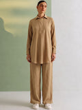 Women's Solid Relaxed-Fit Shirt & Wide-Leg Co-Ord Set