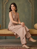 Jaquard V Neck Kurta Set With Dupatta