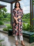 Varanga Women Bold Floral Printed Straight Kurta