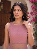 Festive Gold-Speckled Fit & Flare Kurta And Wide-Leg Trouser Set