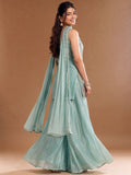 Women's Embroidered Shimmer Short Kurta With Palazzo And Dupatta