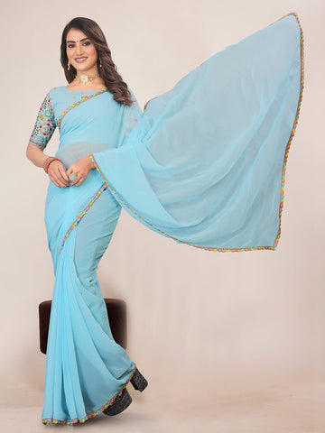 Varanga Embellished Embroidered Poly Chiffon Saree