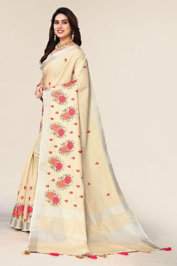 Ethnic Motifs Zari Woven Design Banarasi Saree