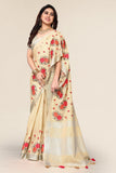 Ethnic Motifs Zari Woven Design Banarasi Saree