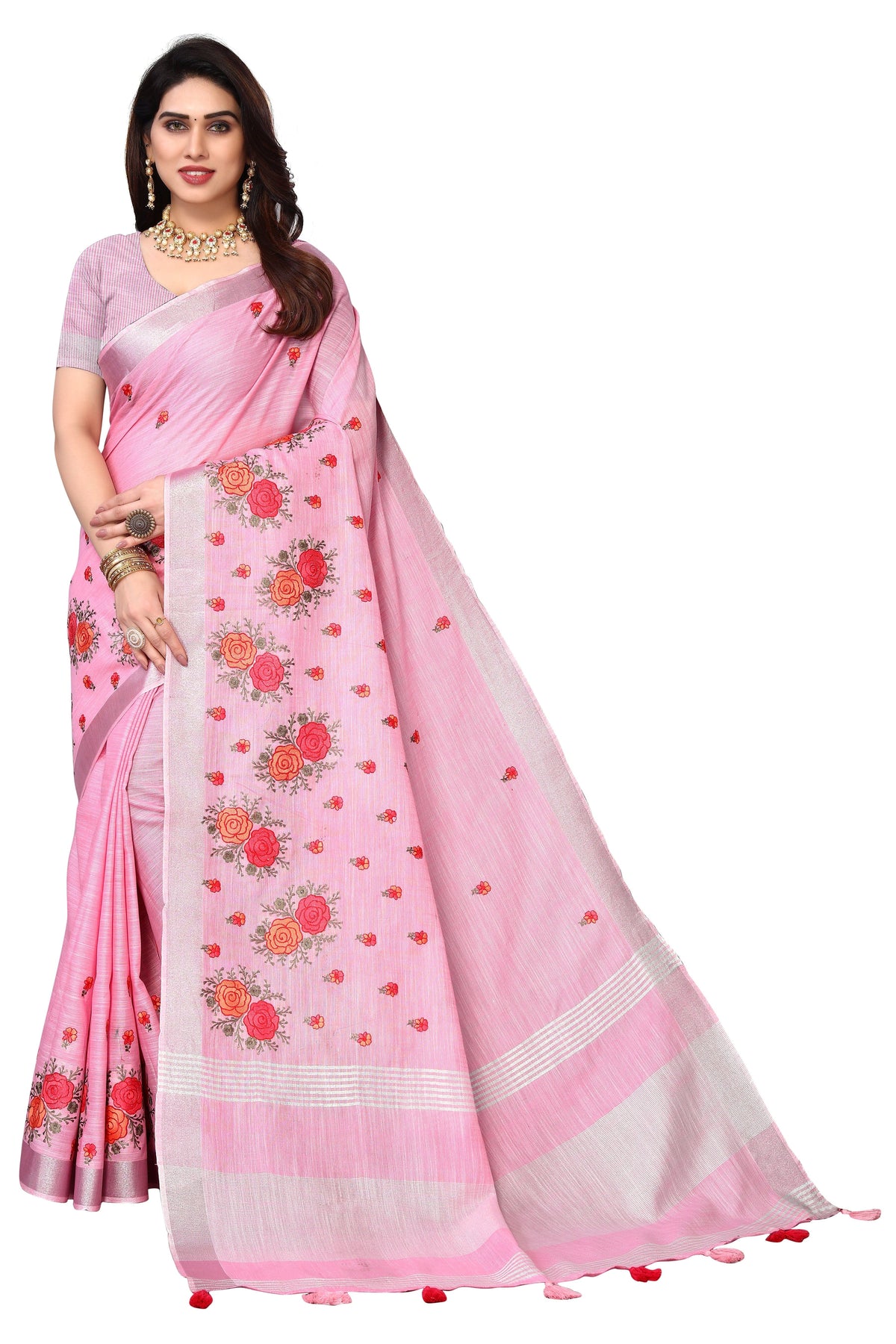 Ethnic Motifs Zari Woven Design Banarasi Saree