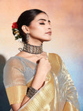 Ethnic Motifs Zari Woven Design Banarasi Saree