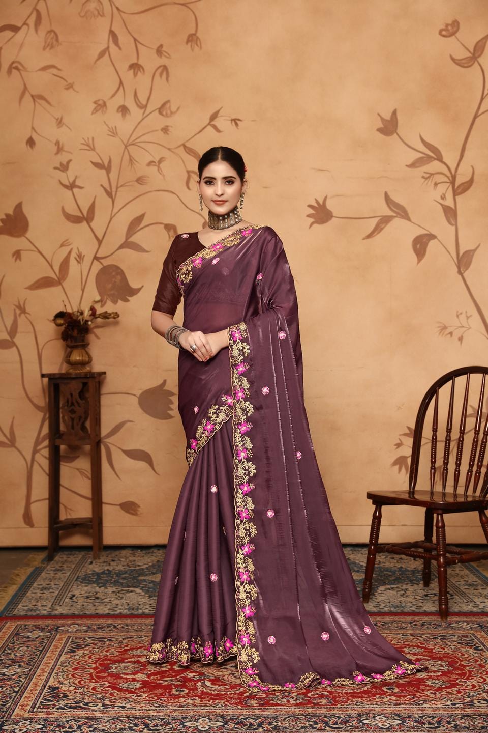 Ethnic Motifs Zari Woven Design Banarasi Saree