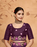 Ethnic Motifs Zari Woven Design Banarasi Saree