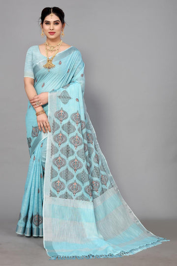 Ethnic Motifs Zari Woven Design Banarasi Saree
