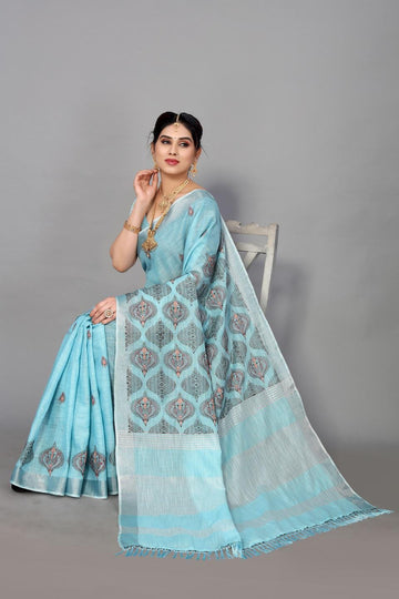 Ethnic Motifs Zari Woven Design Banarasi Saree