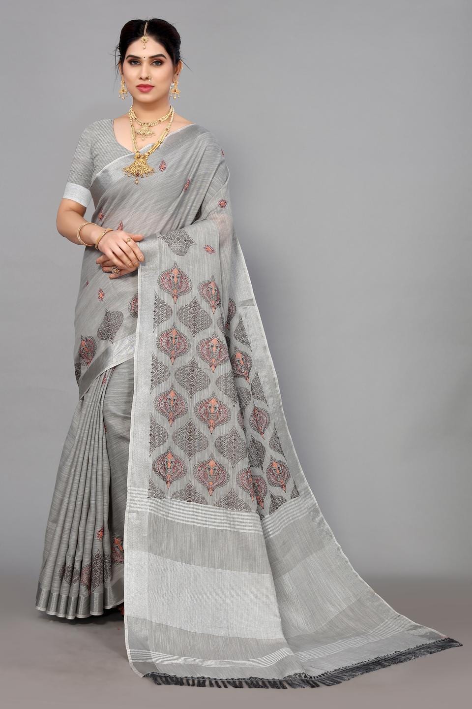 Ethnic Motifs Zari Woven Design Banarasi Saree