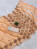 Ethnic Motifs Zari Woven Design Banarasi Saree