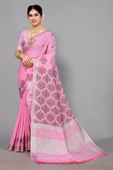 Ethnic Motifs Zari Woven Design Banarasi Saree
