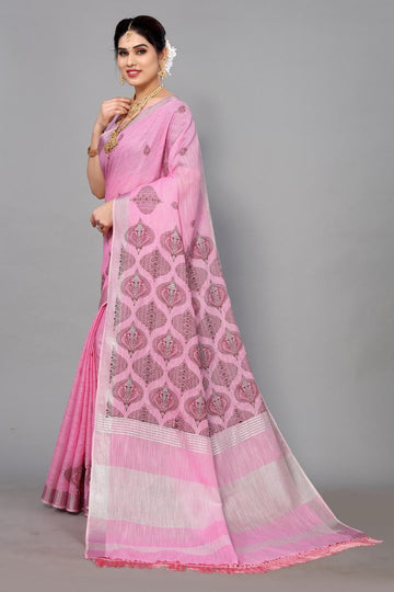 Ethnic Motifs Zari Woven Design Banarasi Saree