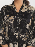 KSUT Women Floral Printed Front Placket Shirt with Flared Palazzo