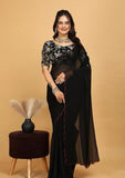 Varanga Floral Embroidered Poly Chiffon Heavy Work Saree