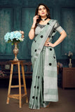 Ethnic Motifs Zari Woven Design Banarasi Saree