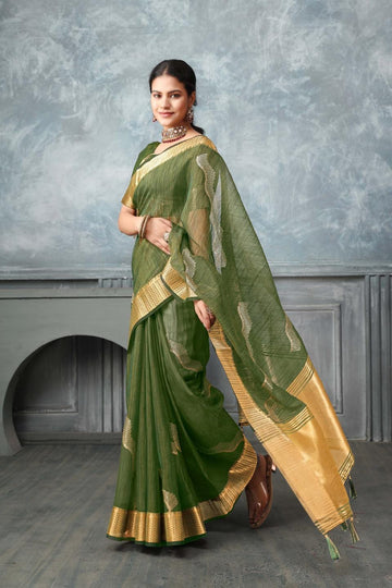Ethnic Motifs Zari Woven Design Banarasi Saree