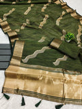 Ethnic Motifs Zari Woven Design Banarasi Saree