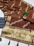 Ethnic Motifs Zari Woven Design Banarasi Saree