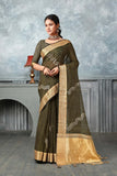Ethnic Motifs Zari Woven Design Banarasi Saree