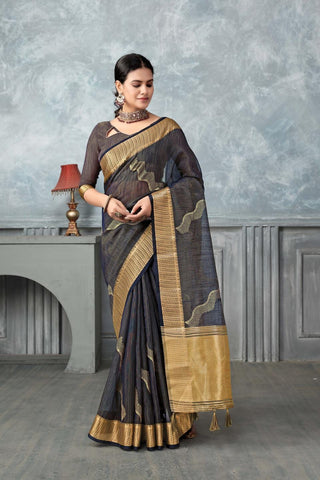 Ethnic Motifs Zari Woven Design Banarasi Saree