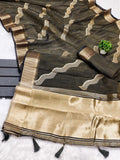 Ethnic Motifs Zari Woven Design Banarasi Saree