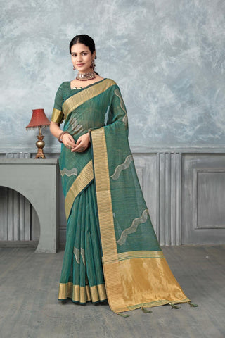 Ethnic Motifs Zari Woven Design Banarasi Saree