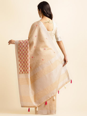 Ethnic Motifs Zari Woven Design Banarasi Saree