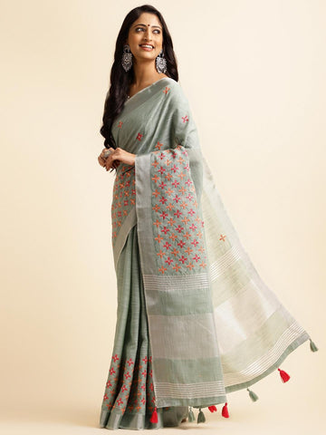 Ethnic Motifs Zari Woven Design Banarasi Saree