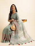 Ethnic Motifs Zari Woven Design Banarasi Saree
