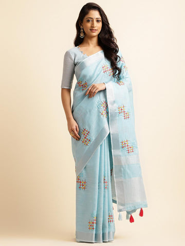 Ethnic Motifs Zari Woven Design Banarasi Saree