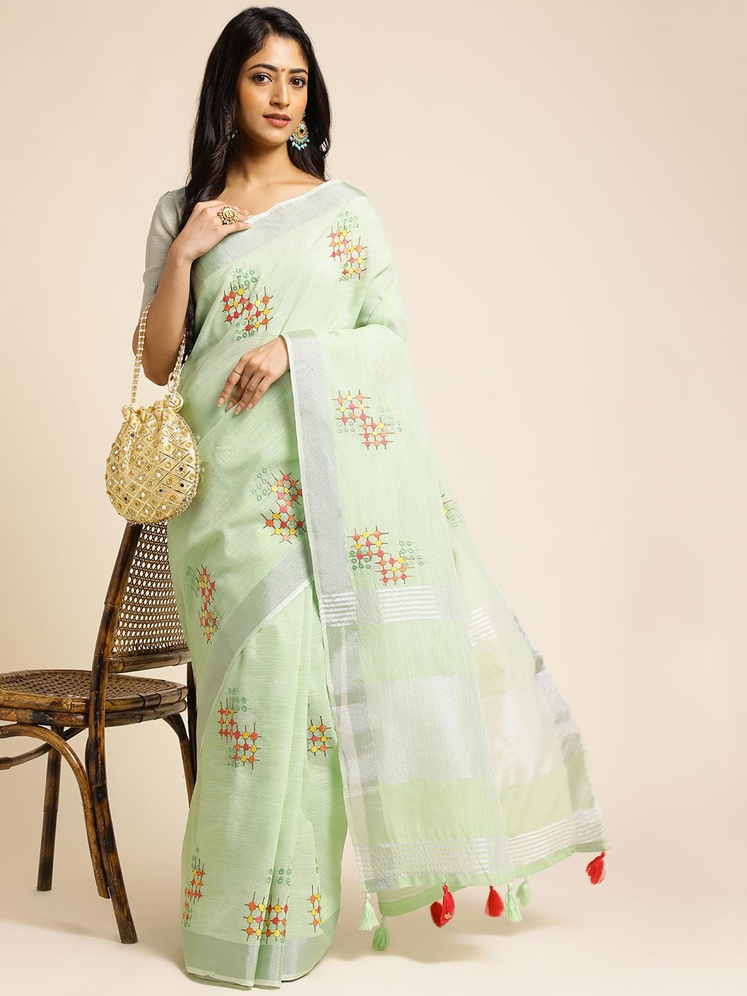 Ethnic Motifs Zari Woven Design Banarasi Saree