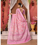 Varanga Pink Linen Designer Saree With Zari Border