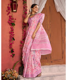 Varanga Pink Linen Designer Saree With Zari Border