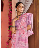 Varanga Pink Linen Designer Saree With Zari Border