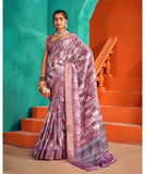 Varanga Light Purple Cotton Handloom Digital Saree With Zari Border