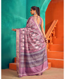 Varanga Light Purple Cotton Handloom Digital Saree With Zari Border