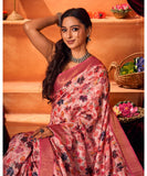 Varanga Pink Cotton Handloom Digital Saree With Zari Border