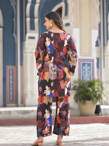 KSUT Women Black Abstract Printed Co-Ords