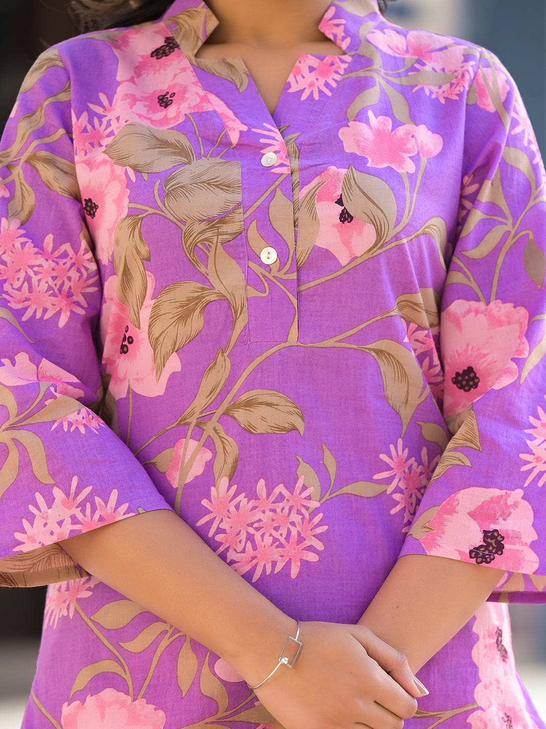 Varanga Women  Lavender Floral Printed Cotton Co-Ords