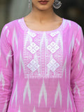 Varanga Women Pink Three-Quarter Sleeve Straight Kurta