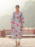 Varanga Women Sea Green Floral Printed Straight Kurta With 3/4Th Bell Sleeve.