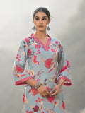 Varanga Women Sea Green Floral Printed Straight Kurta With 3/4Th Bell Sleeve.