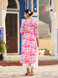 Varanga Women Pink Shibori Straight  Kurta With Embroidered Neckline