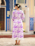 Varanga Women Purple Shibori Straight  Kurta With Embroidered Neckline