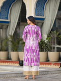 Varanga Women Purple Shibori Straight Kurta With Embellished Round Neck Js Vkur1240